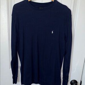 Polo by Ralph Lauren Navy Long Sleeve Crewneck with White Pony Logo